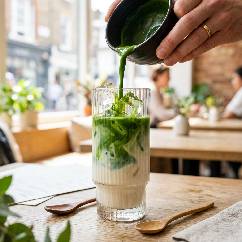 Aesthetic Iced Oat Matcha Latte