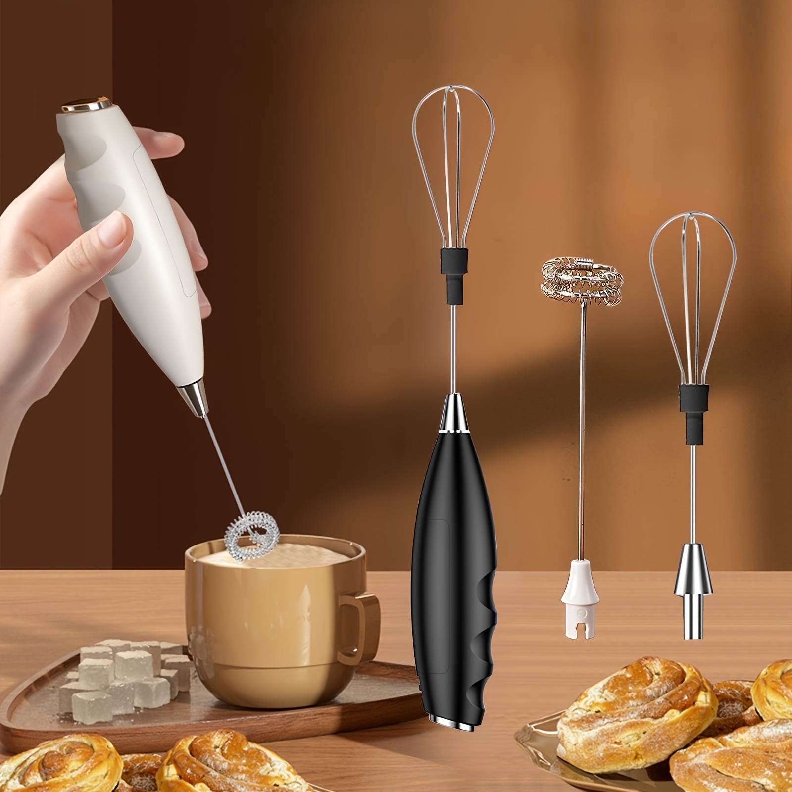 Ansei Dual-Head Cordless Electric Frother & Whisk