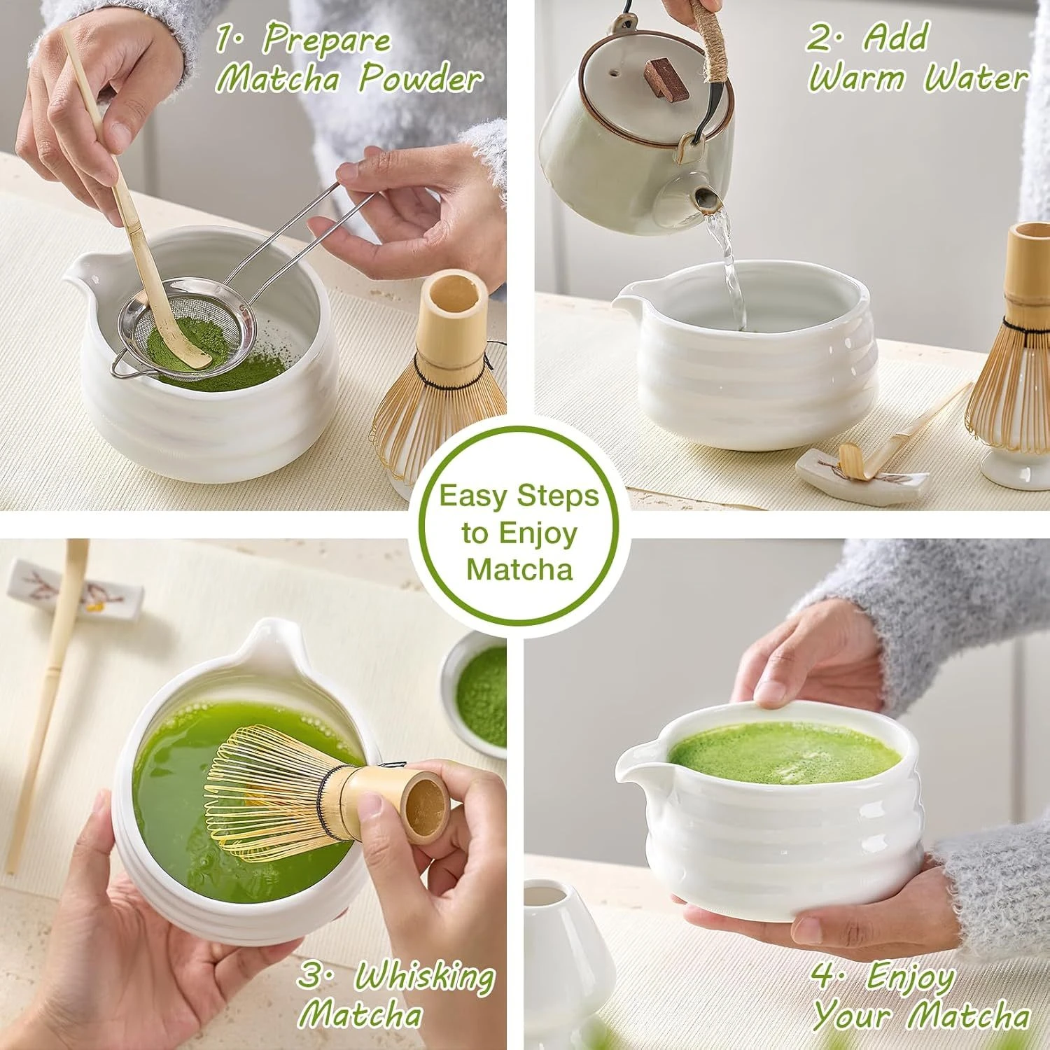 Ansei Ceremonial Matcha Starter Kit (50g Matcha + 5-Piece Whisk Set) thumbnail 3